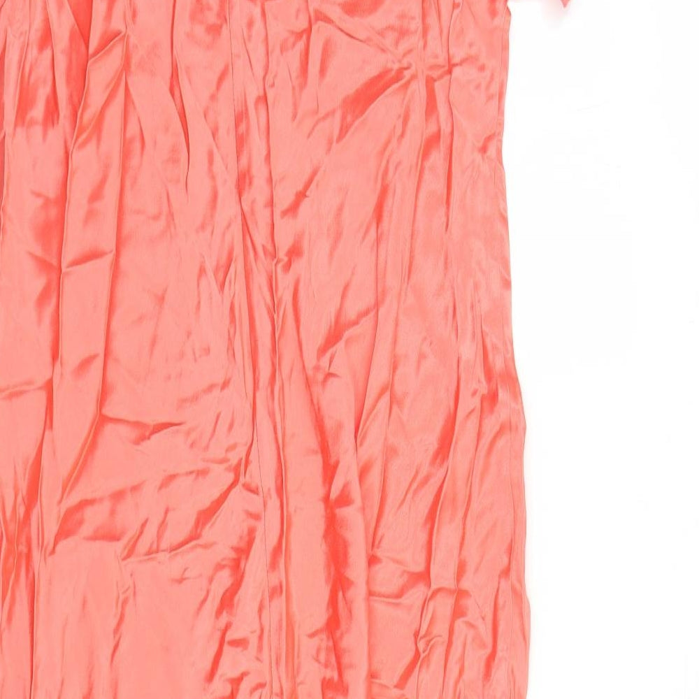 Marks and Spencer Womens Orange Viscose Maxi Size 20 V-Neck Pullover