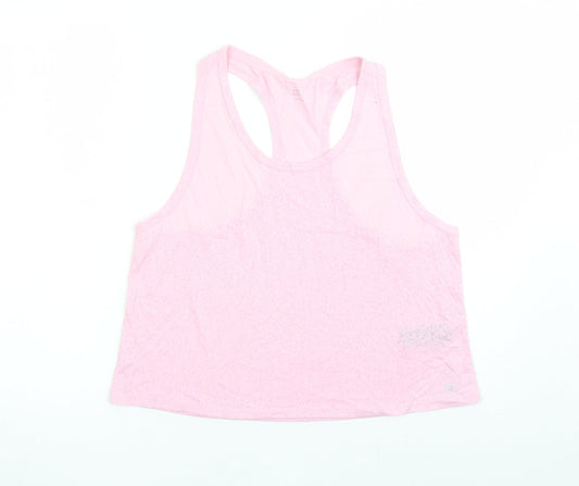 GOODMOVE Womens Pink Geometric Polyester Camisole Tank Size 14 Round Neck Pullover