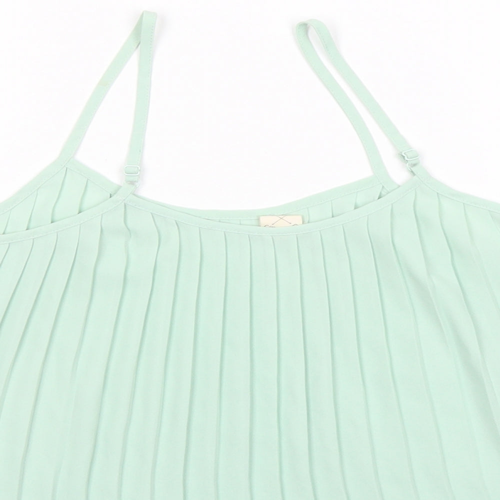 La Hearts Womens Green Polyester Cropped Tank Size XS Round Neck
