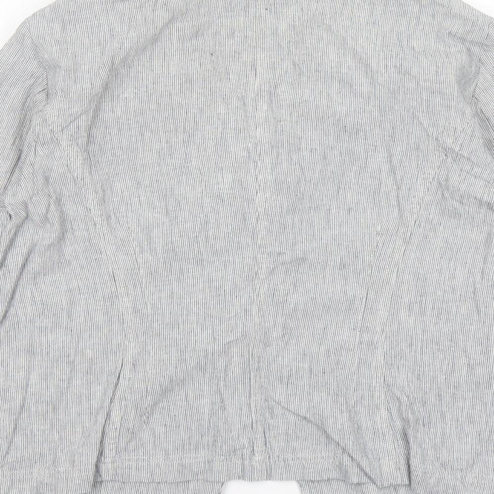 Per Una Womens Grey Striped Jacket Size 18 Button