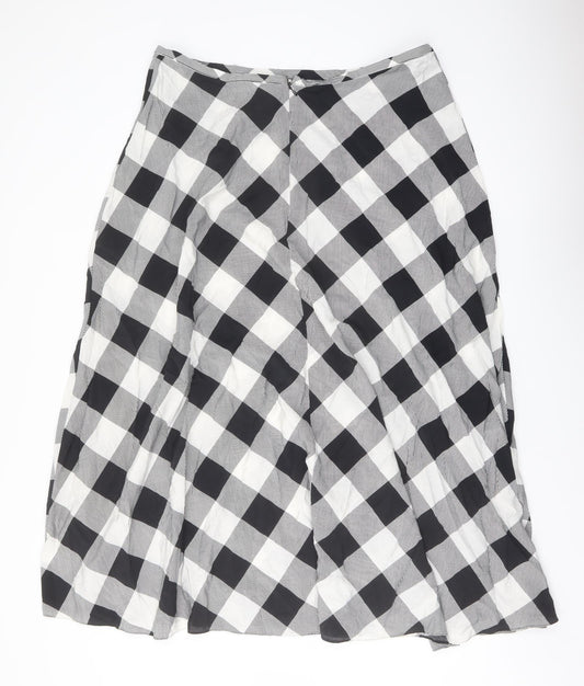 Marks and Spencer Womens Green Check Viscose A-Line Skirt Size 20 Zip