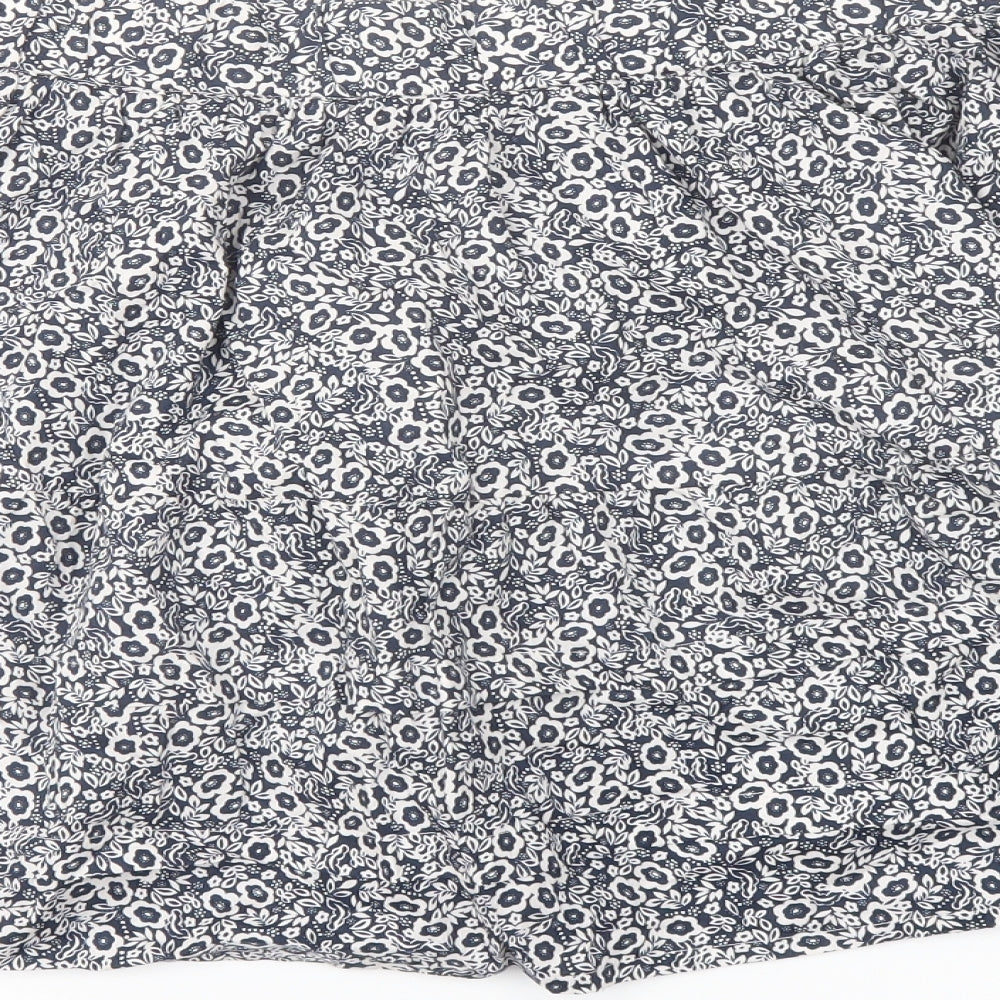 Marks and Spencer Womens Blue Floral Cotton Flare Skirt Size 18