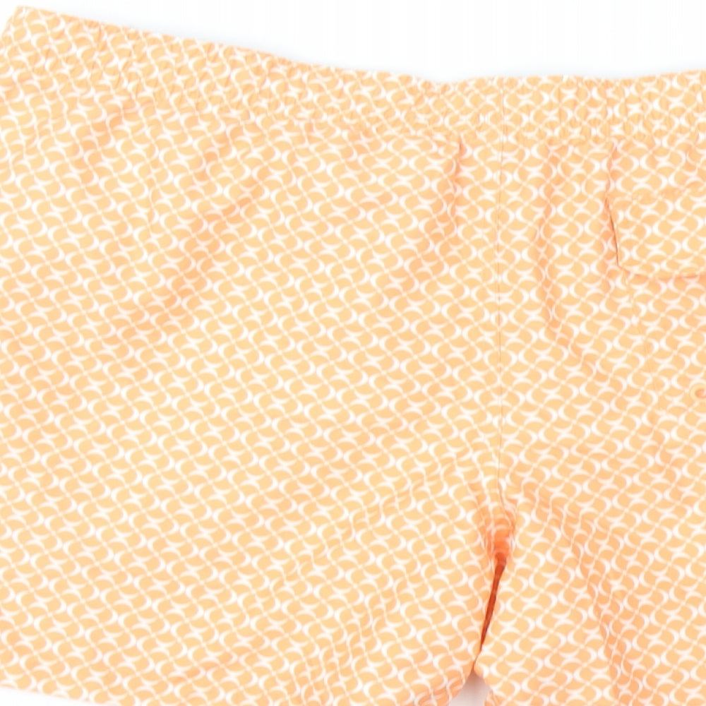 Marks and Spencer Mens Orange Geometric Polyester Sweat Shorts Size 2XL L6 in Regular Drawstring - Swim Shorts