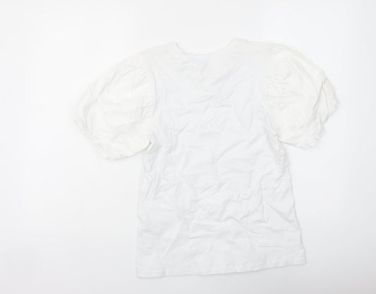 Womens UK Size 8 Warehouse White Basic T-Shirt