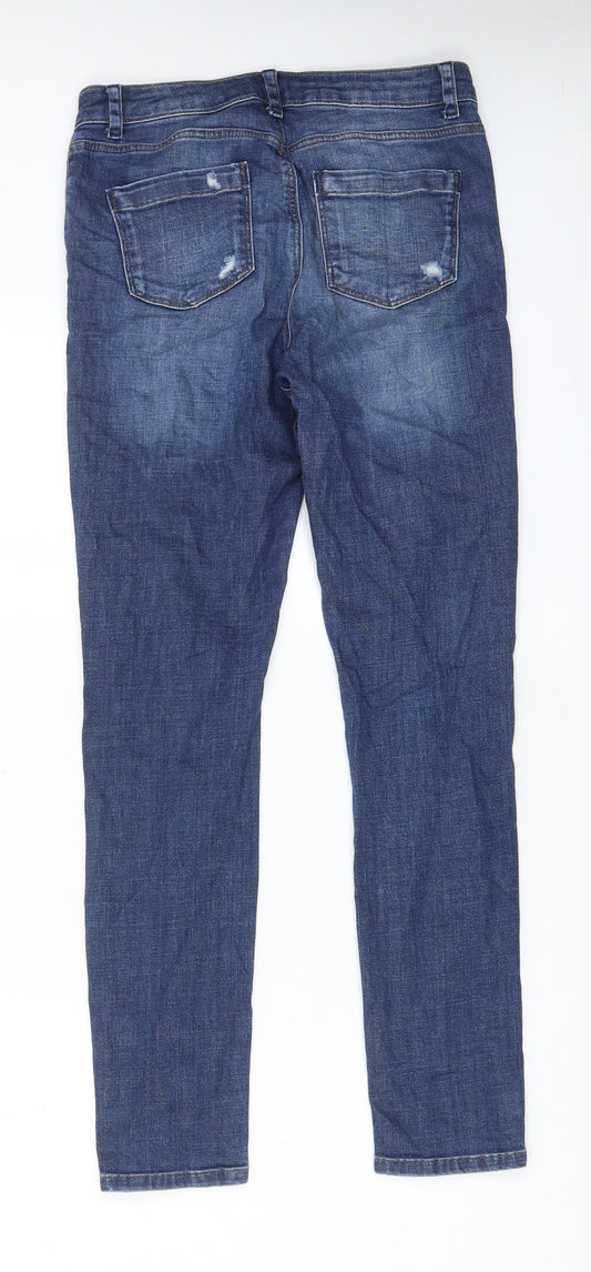Topshop Womens Blue Cotton Straight Jeans Size 28 in L32 in Regular Zip - Pockets