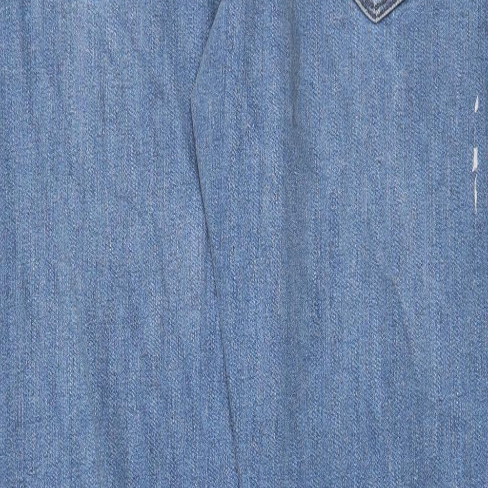 Marks and Spencer Mens Blue Cotton Straight Jeans Size 31 in L31 in Slim Zip - Pockets