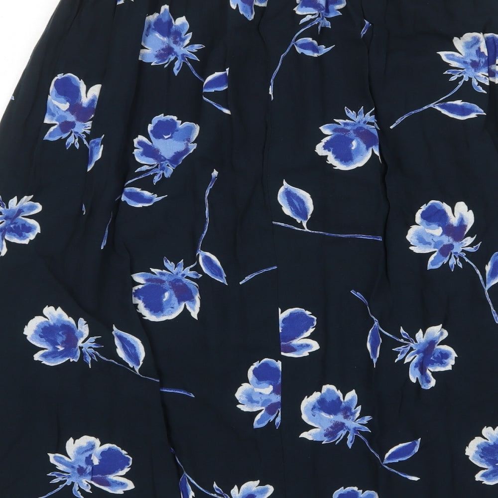 Anna Morelle Womens Blue Floral Viscose A-Line Skirt Size 30 in