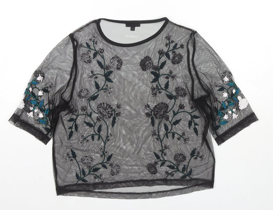 Womens UK Size 12 River Island Black Basic Blouse
