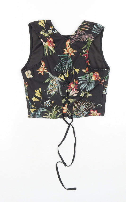Womens UK Size 8 Stradivarius Black Cropped Blouse
