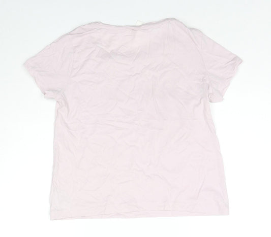 H&M Womens Pink Cotton Basic T-Shirt Size S Round Neck
