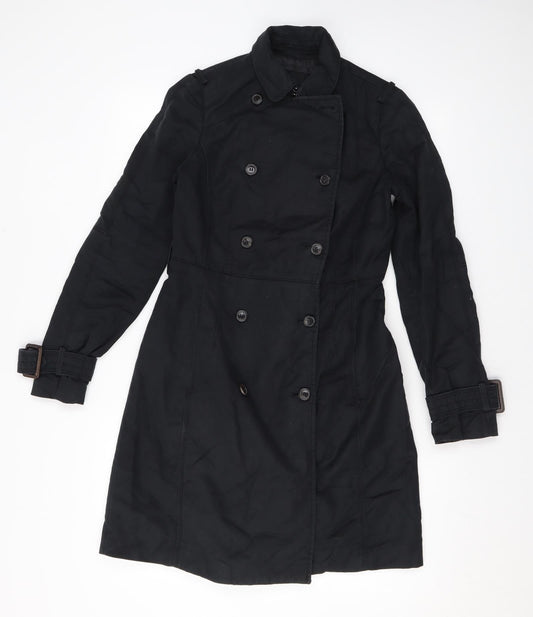 Womens UK Size XS Zara Black Trench Coat