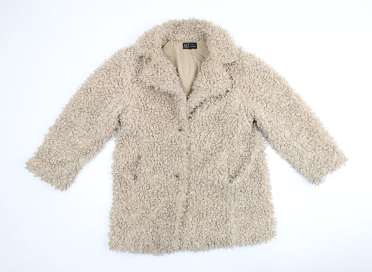 Womens UK Size S Zara Beige Overcoat