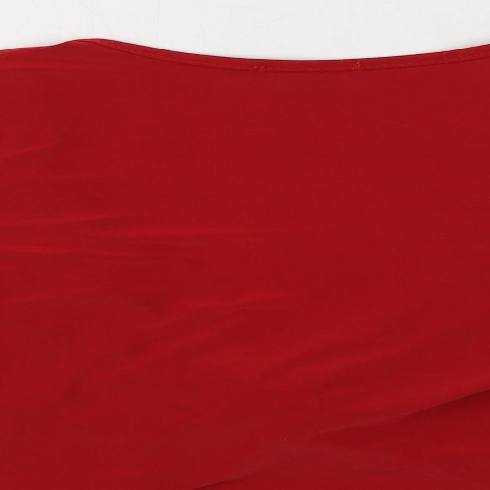 Boohoo Womens Red Polyester Cropped Blouse Size 10 V-Neck - Front Twist