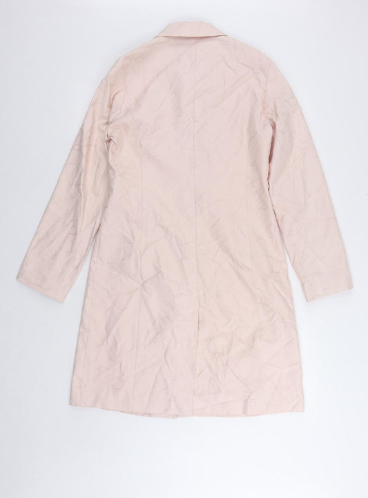 NEXT Womens Pink Overcoat Coat Size 10 Button - Embroidered