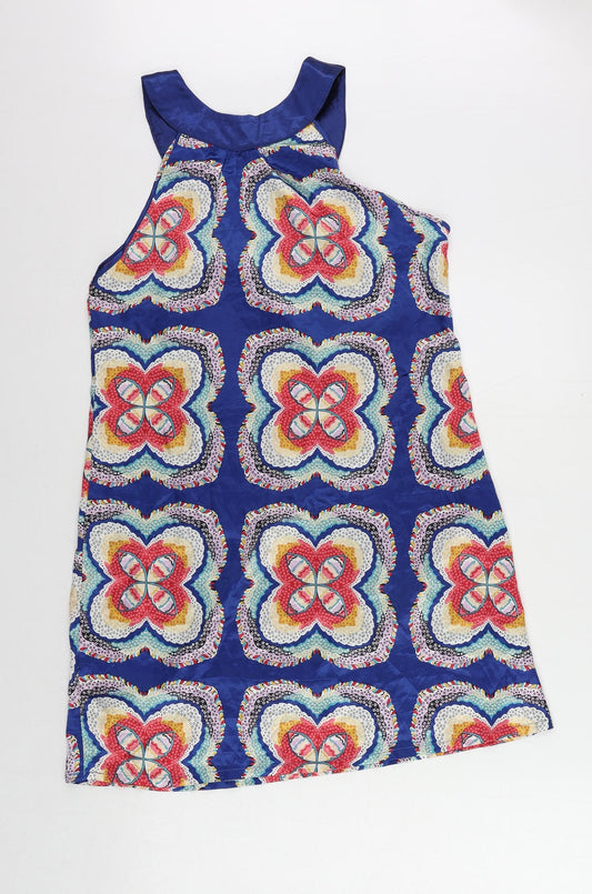 New York Laundry Womens Blue Floral Polyester Shift Size 10 Round Neck Pullover