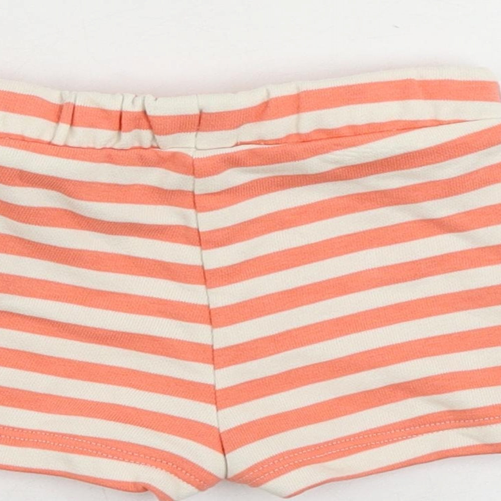 Marks and Spencer Baby Pink Striped Cotton Cropped Trousers Size 3-6 Months Drawstring