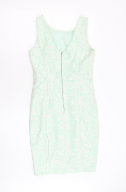 Red Herring Womens Green Polyester Shift Size 8 Boat Neck Zip