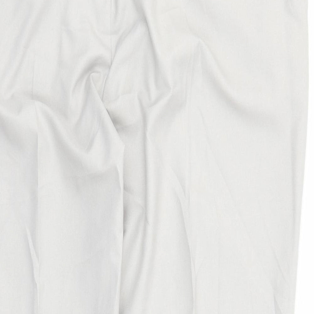 Marks and Spencer Mens Grey Polyester Trousers Size 44 in L28 in Regular Zip - Pockets Short Leg