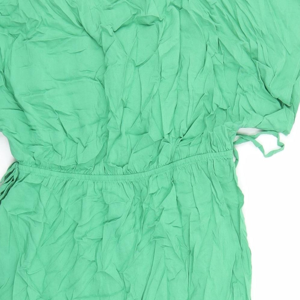 Marks and Spencer Womens Green Viscose A-Line Size 14 V-Neck Pullover - Elasticated Waist