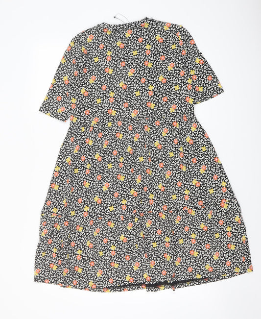 Marks and Spencer Womens Multicoloured Floral Viscose A-Line Size 10 Crew Neck Pullover