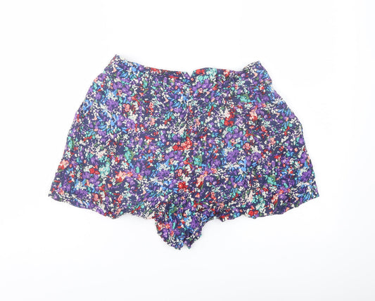 Warehouse Womens Multicoloured Floral Vinyl Basic Shorts Size 8 L3 in Regular Button