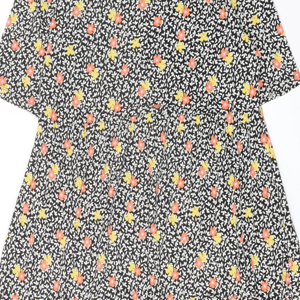 Marks and Spencer Womens Multicoloured Floral Viscose A-Line Size 12 Crew Neck Pullover