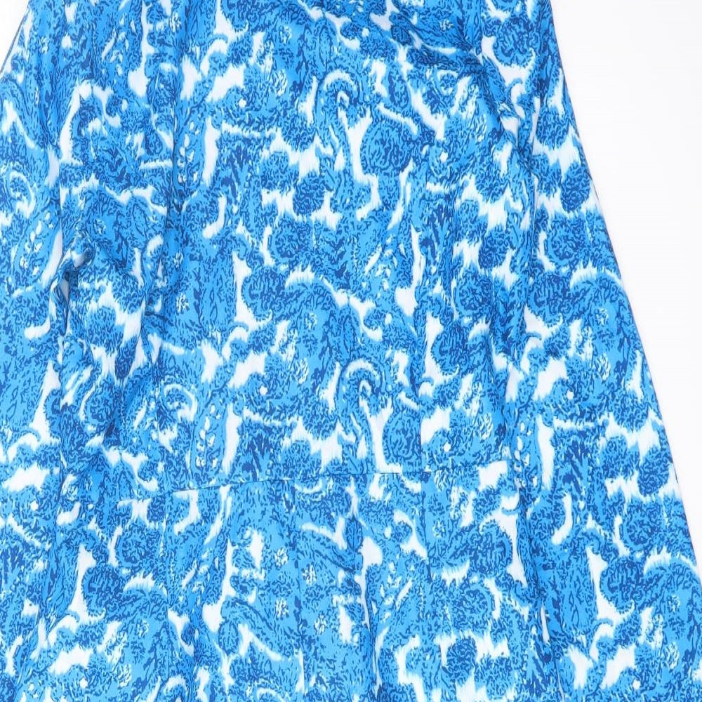 In the Style Womens Blue Geometric Polyester Playsuit One-Piece Size 10 Pullover