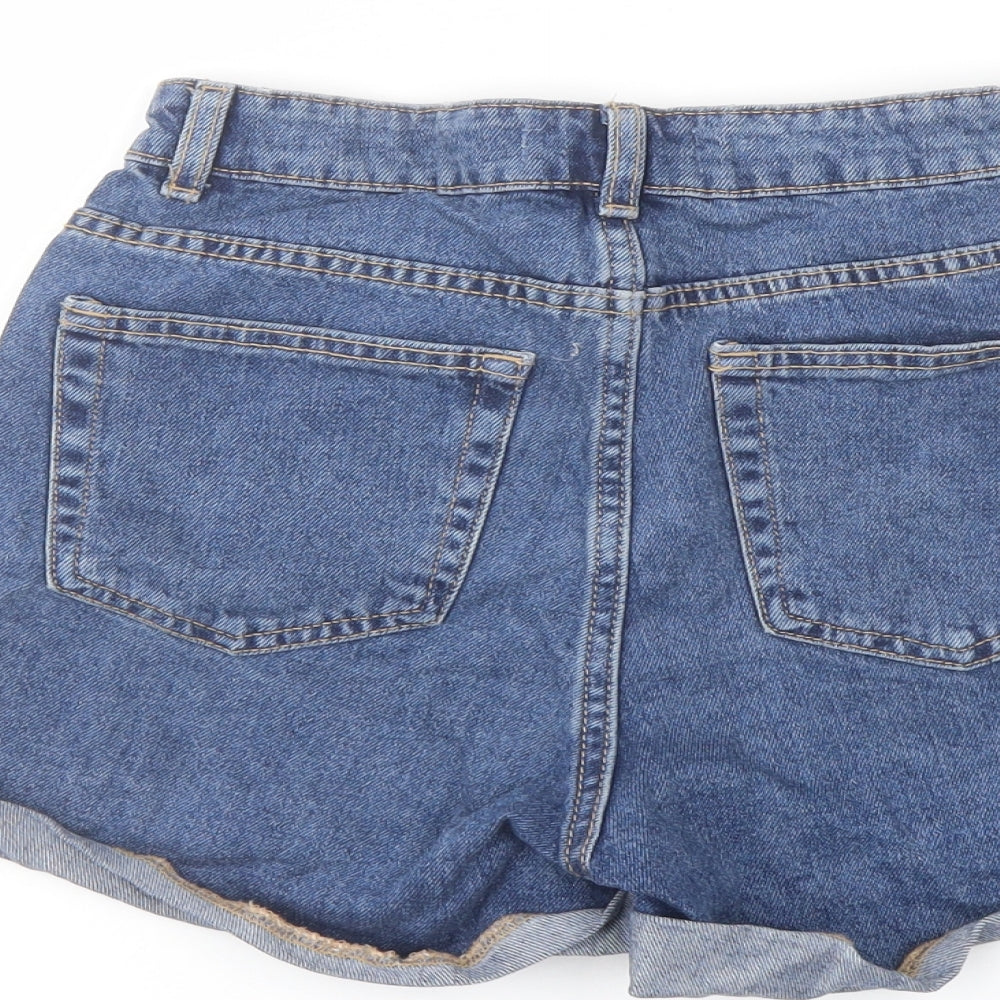 Denim & Co. Womens Blue Cotton Mom Shorts Size 4 L3 in Regular Button