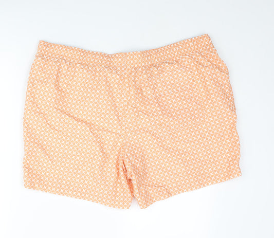 Marks and Spencer Mens Orange Geometric Polyester Sweat Shorts Size 2XL Regular Drawstring - Swim Shorts