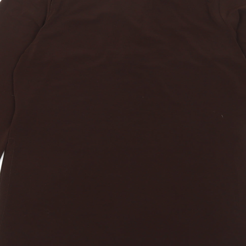 NEXT Womens Brown Polyester A-Line Size 12 V-Neck Pullover - Embroidered