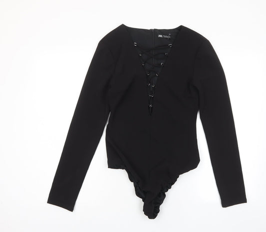 Womens UK Size S Zara One-Piece Black Bodysuit