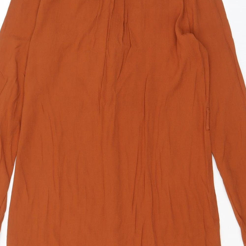 NEXT Womens Brown Viscose Shirt Dress Size 12 Collared Button