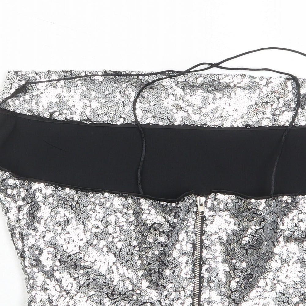 Womens UK Size 6 Missguided Silver Cropped Tank