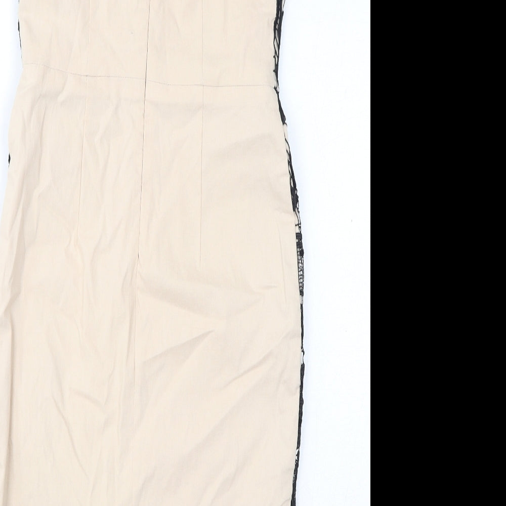 Paper Dolls Womens Ivory Viscose Pencil Dress Size 8 V-Neck Zip - Lace Detail