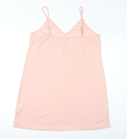 ASOS Womens Pink Polyester Slip Dress Size 18 V-Neck Pullover