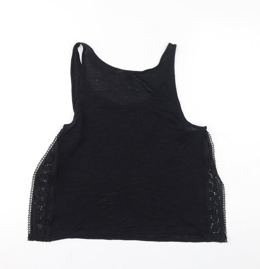 Divided by H&M Womens Black Polyester Basic Tank Size S Scoop Neck - Broderie Anglaise