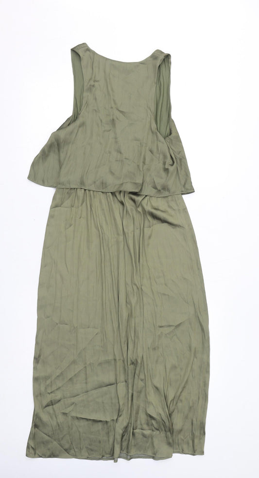 H&M Womens Green Polyester Maxi Size 10 V-Neck Pullover