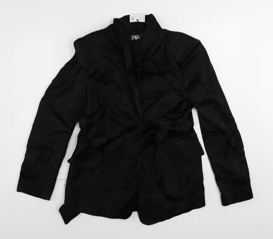 Zara Womens Black Jacket Blazer Size L Button