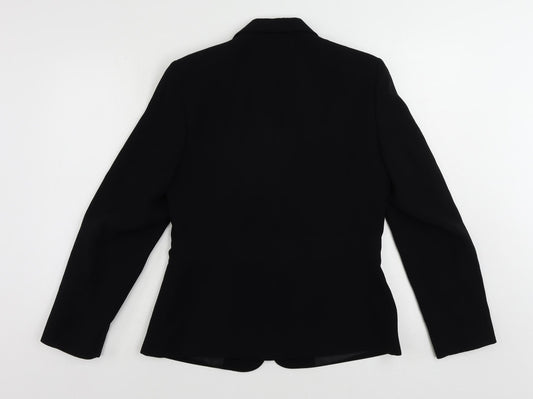 AMARANTO Womens Black Striped Jacket Blazer Size 12 Button