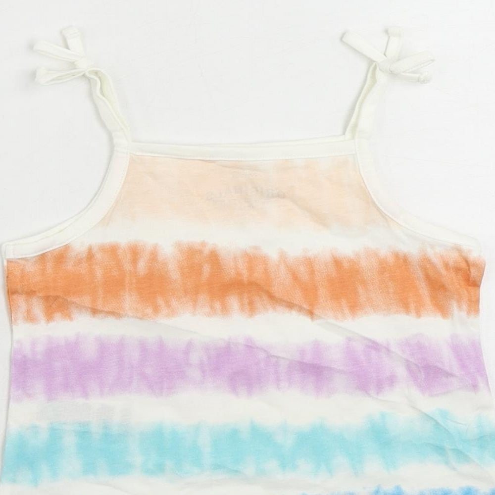 Marks and Spencer Girls Multicoloured Striped Cotton Camisole Tank Size 2-3 Years Square Neck Pullover