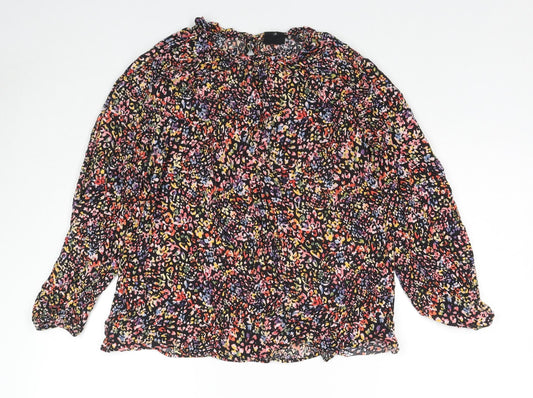 John Lewis Womens Multicoloured Floral Viscose Basic Blouse Size 12 Round Neck