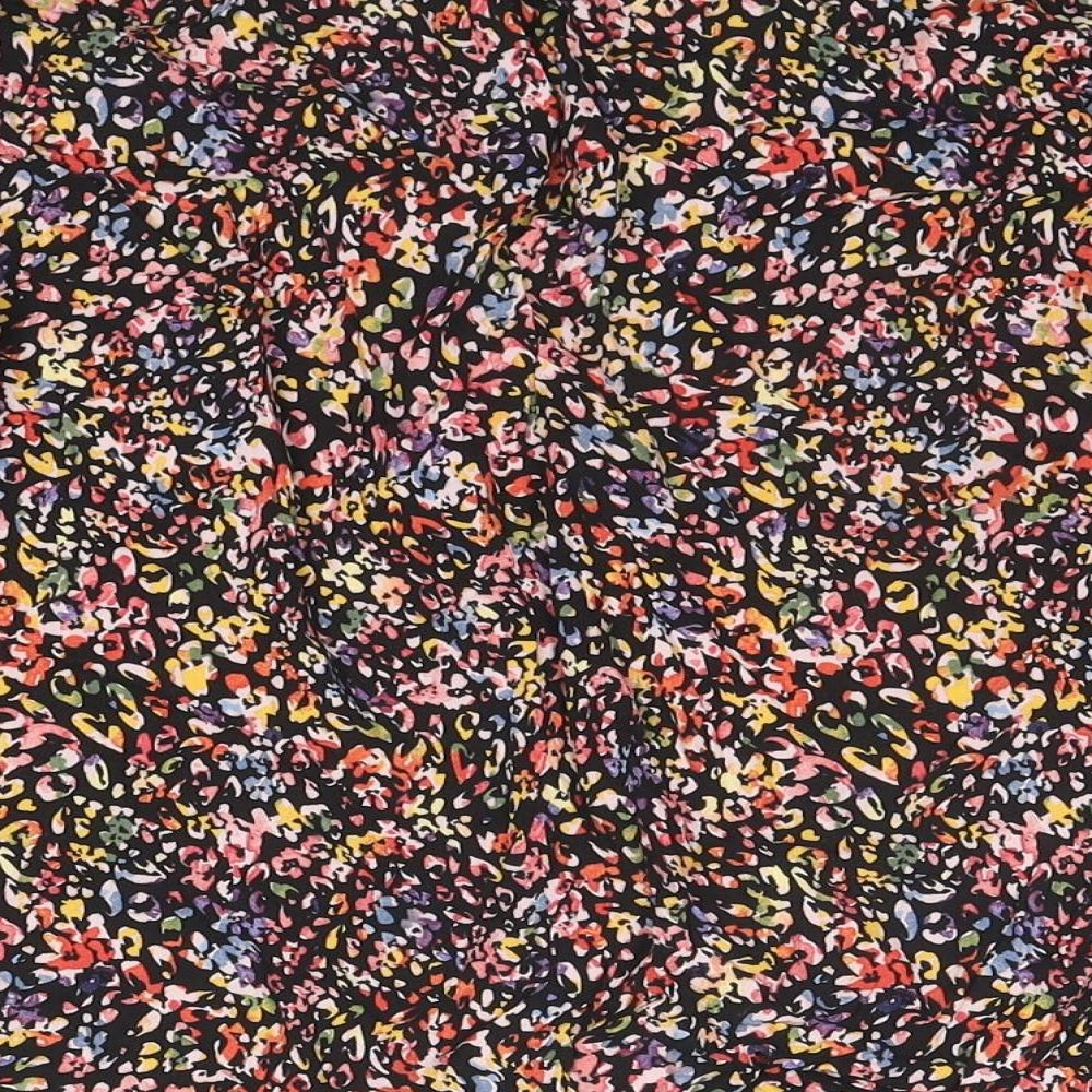 John Lewis Womens Multicoloured Floral Viscose Basic Blouse Size 12 Round Neck