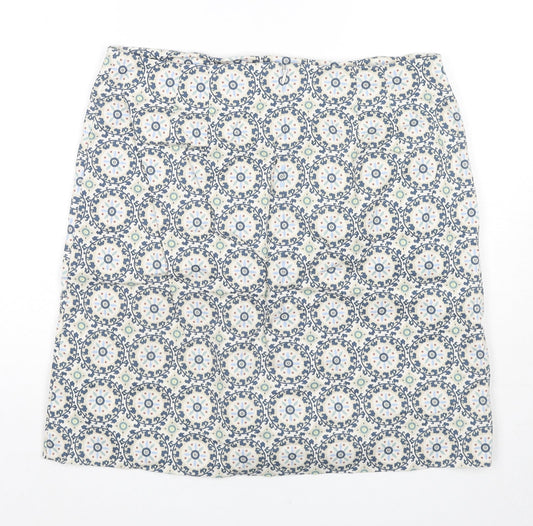 Ann Taylor Womens Multicoloured Floral Cotton A-Line Skirt Size 10 Zip