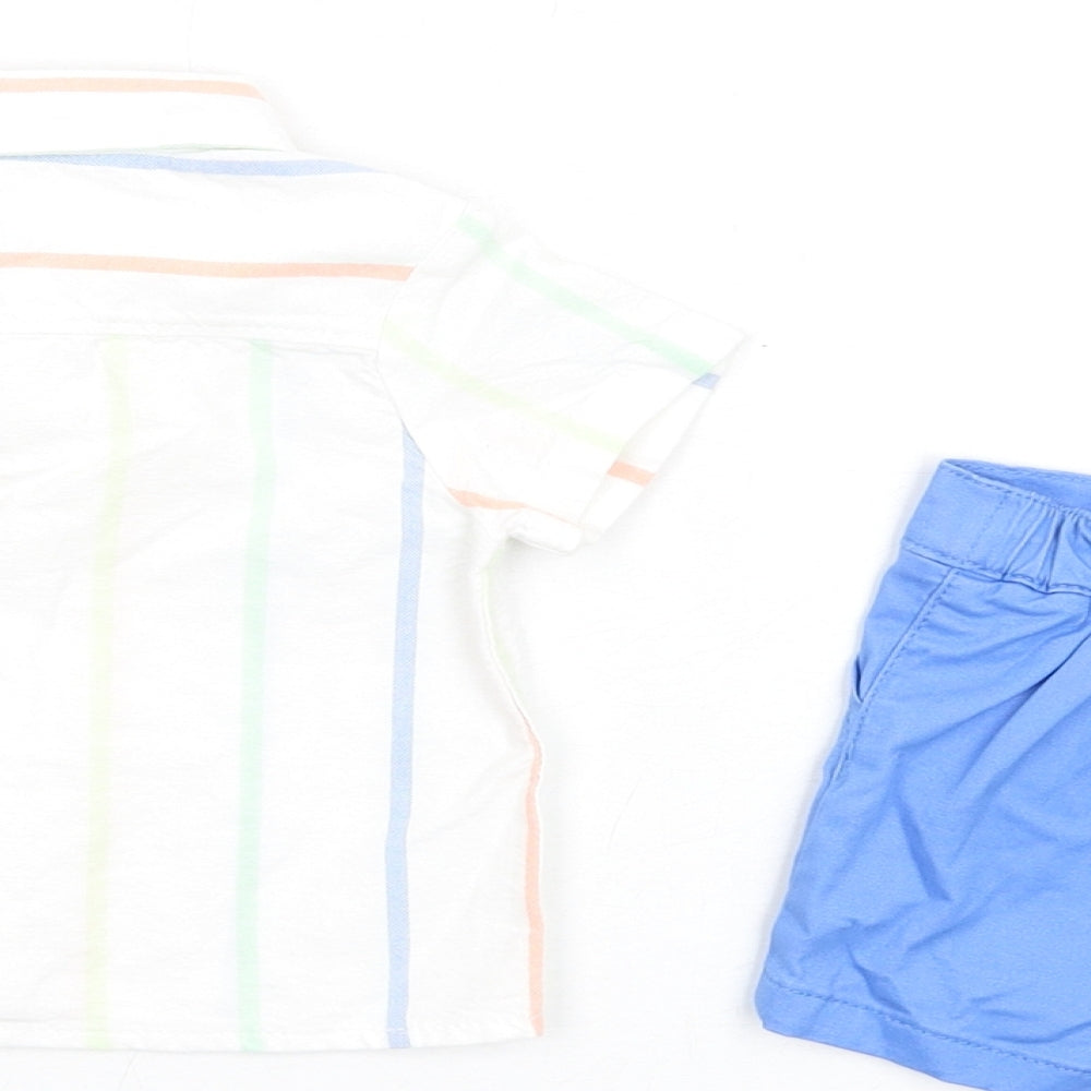 Marks and Spencer Boys Multicoloured Striped Cotton Shorts Set Outfit/Set Size 0-3 Months Button