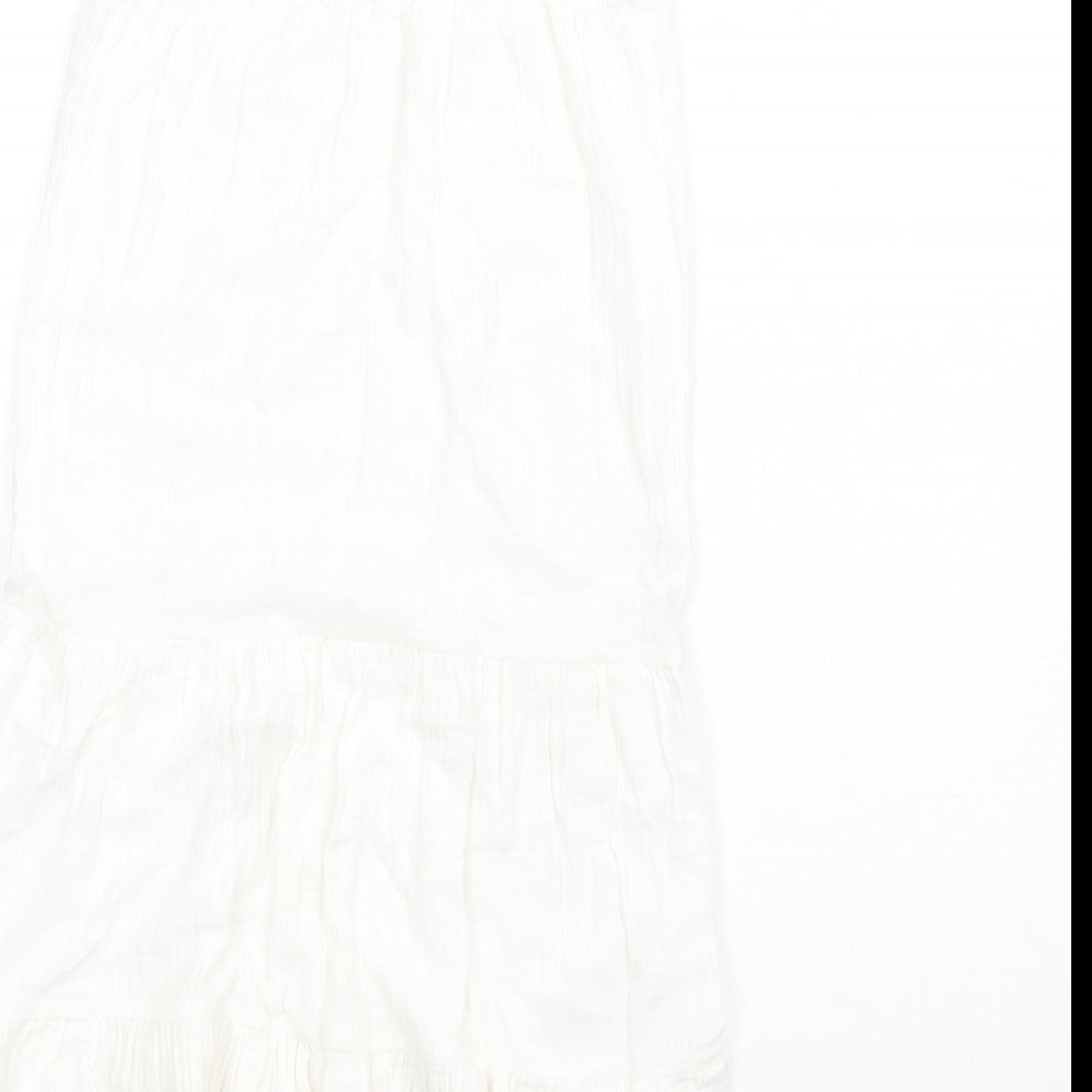 Marks and Spencer Girls White Cotton Trapeze & Swing Size 8-9 Years Round Neck Pullover
