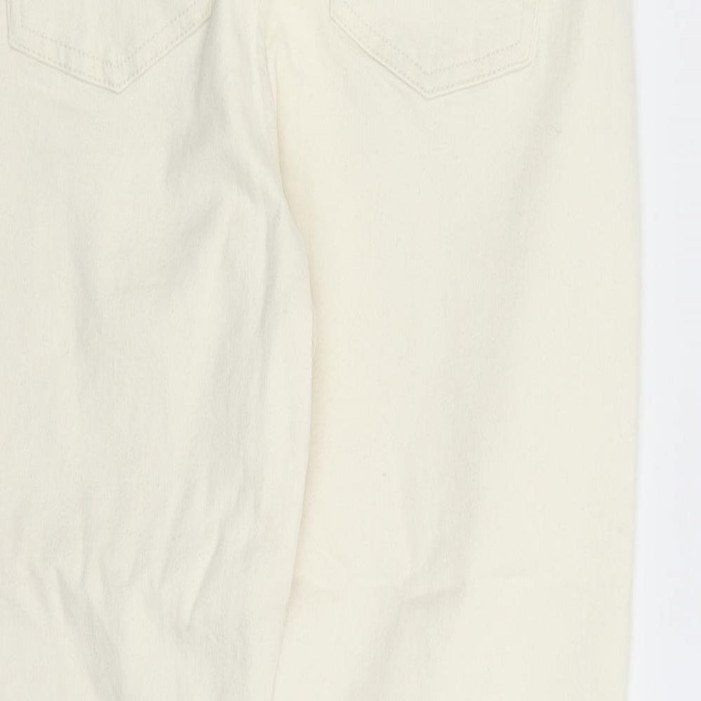 Denim & Co. Womens Beige Cotton Straight Jeans Size 12 L27 in Slim Zip - Pockets