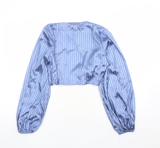 Womens UK Size 8 PRETTYLITTLETHING Blue Cropped Blouse