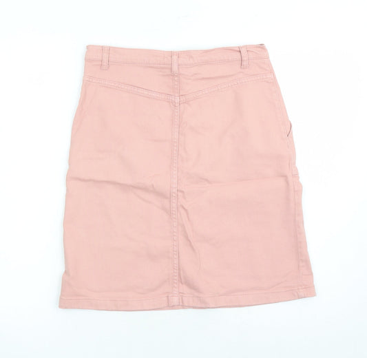 Great Plains Womens Pink Cotton A-Line Skirt Size 8 Button - Pockets