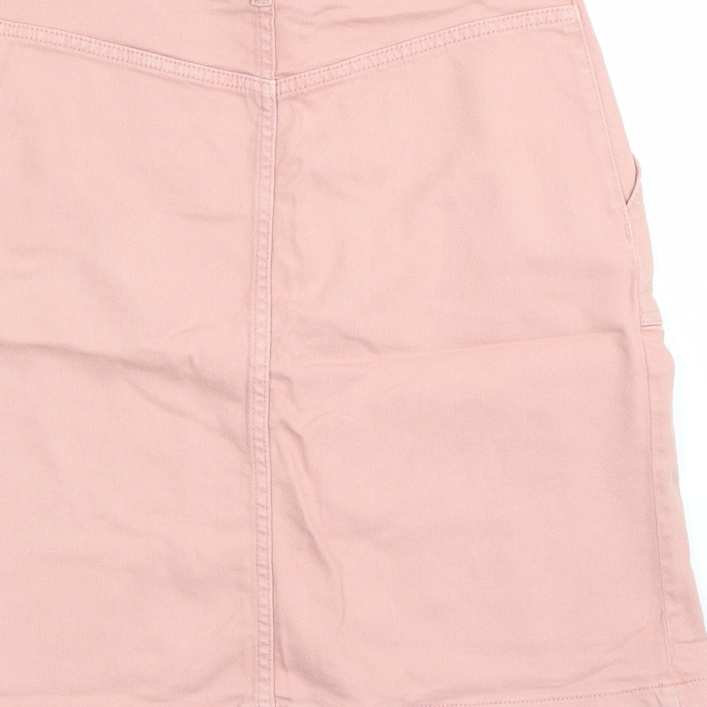 Great Plains Womens Pink Cotton A-Line Skirt Size 8 Button - Pockets