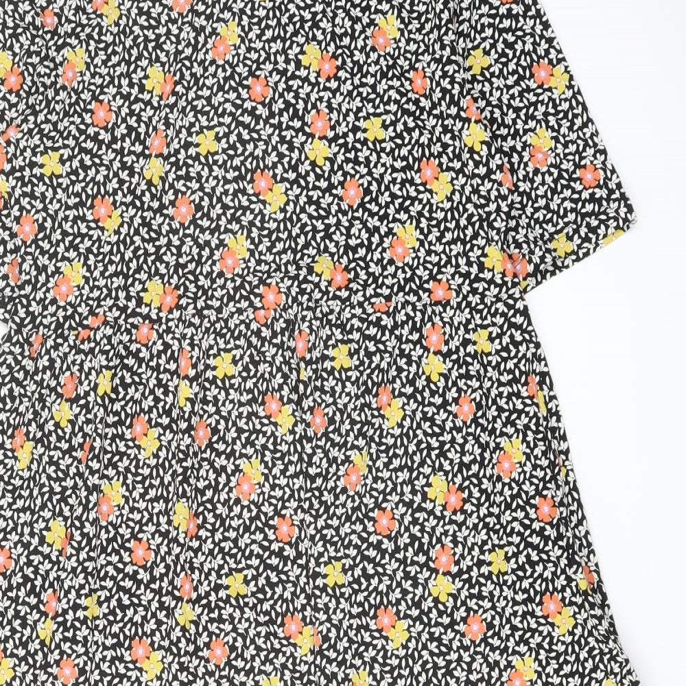 Marks and Spencer Womens Multicoloured Floral Viscose A-Line Size 8 Crew Neck Pullover